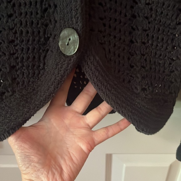 XS black shawl-collar open knit cardigan - Picture 5 of 5